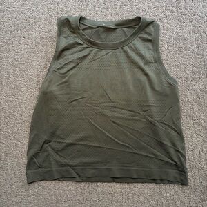 Lululemon Olive Green Crop Tank Top (Swiftly Breathe Crop Tank)